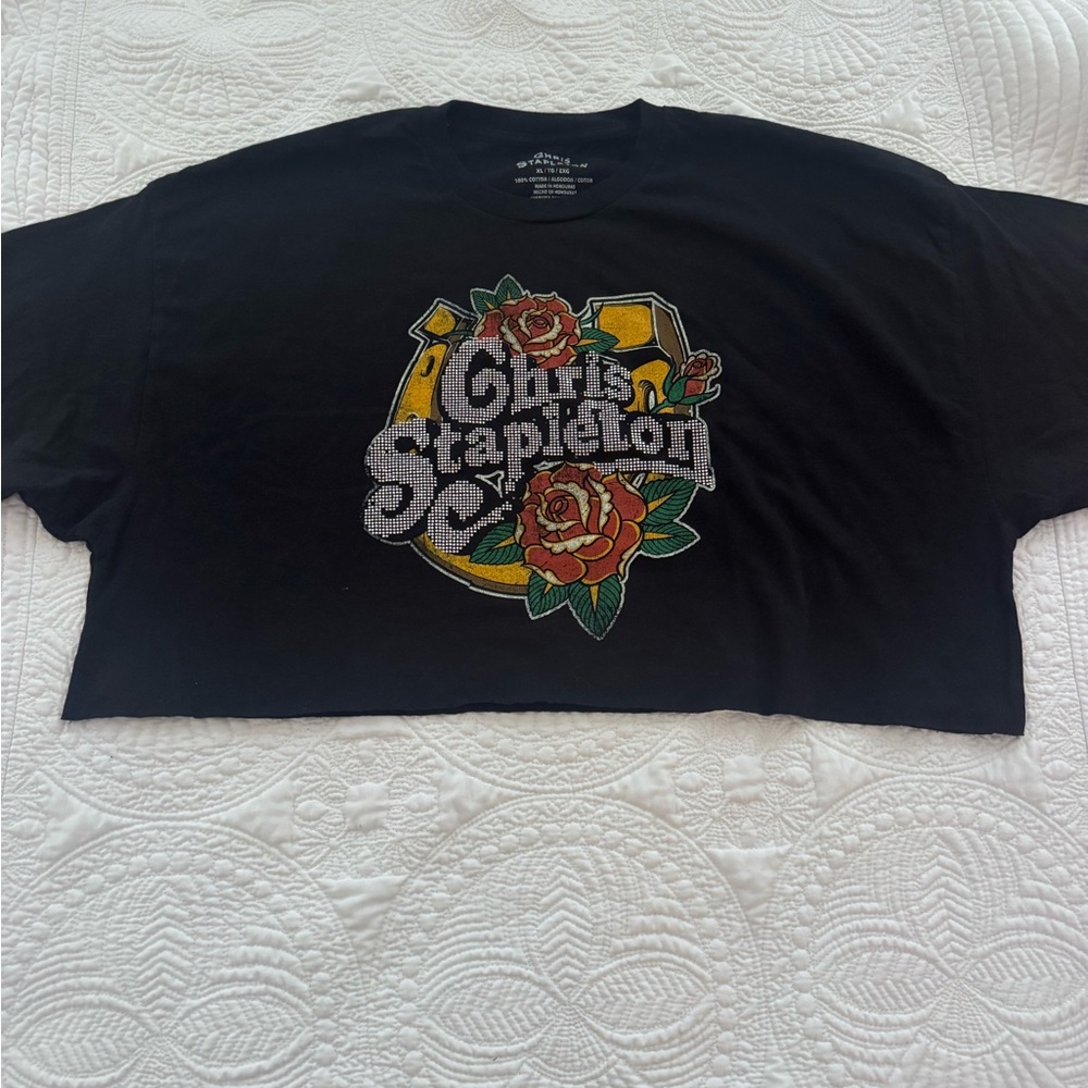 Chris Stapleton Graphic Crop Top with Floral Design